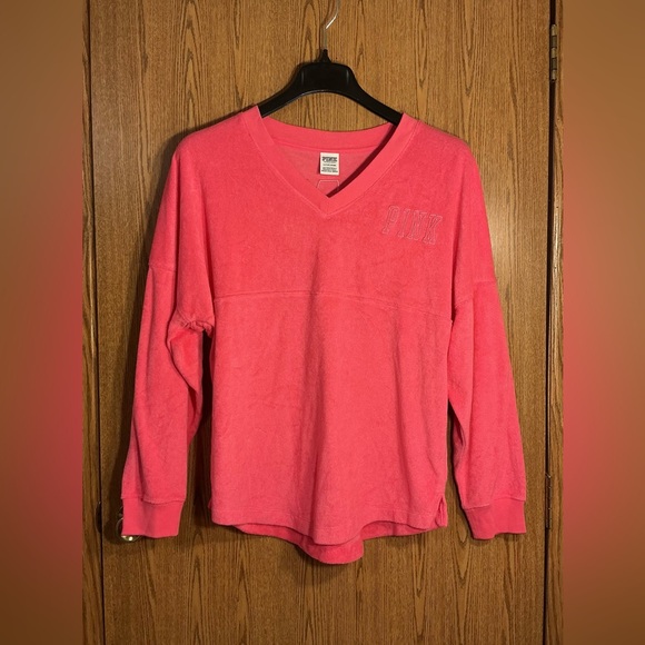 PINK Victoria's Secret Tops - PINK Victoria's Secret Terry Cloth V-Neck Top